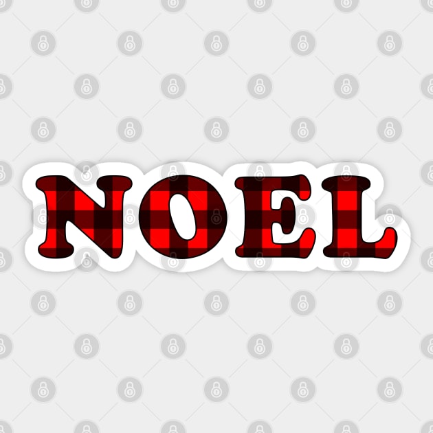 'Noel' Phrase in Buffalo Plaid Sticker by bumblefuzzies